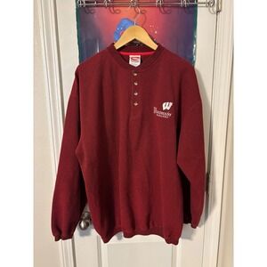 college ncaa Wisconsin Badgers Pullover Shirt Mens Large Maroon Long Sleeve